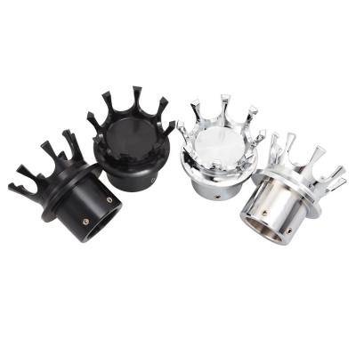 China Chrome Aluminum Black Pair Aluminum Crown Style Front Axle Nut Cover Street Glide For Harley for sale