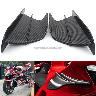 China Wing Fairing Aerodynamic Wing Spoiler Fit Carbon Fiber Look Motorcycle Kit For Yamaha Suzuki Kawasaki Honda H2/H2R Scooter Wind Deflector for sale