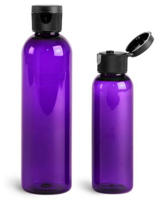 China Use for Empty Hand Lotion PET Material Plastic Purple Bottles With Black Lid, Cosmo Round Plastic Pet Hand Soap Bottles for sale