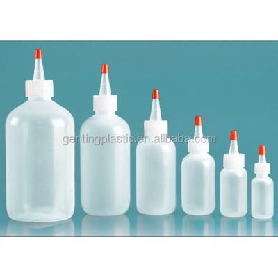 China Non Spill Plastic Bottles , Natural LDPE Boston Rounds Red Spout Cap Tip for sale