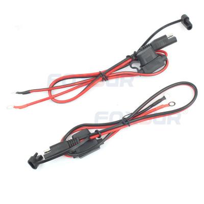 China Industrial Equipment Motorcycle Battery Charger SAE Charging Extension Cable Quick Plug SAE To 12V Ring Terminal Fuse for sale