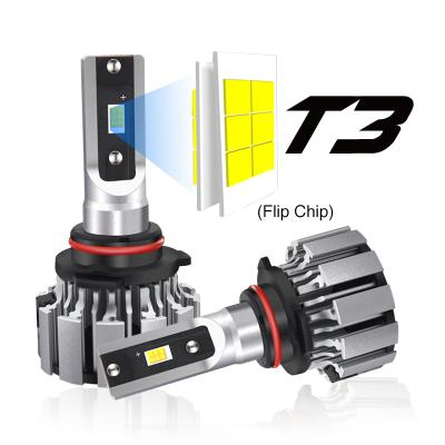 China Aluminum Alloy 2022 New T3 Flip Chip Led Headlight H7 100W 20000LM Built 6000k External White 9004 H1 Car Motorcycle H4 Drive 9012 Led Light for sale