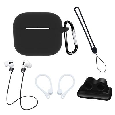 China 2021 New Product Soft Silicone Shockproof 6 In 1 For Airpods Pro 3 Premium Case For Apple Earbuds With Hook for sale