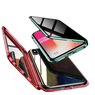 China Transparent Anti-fall Tempered Glass Double Sided Magnetic Absorbing Mobile Phone Case for sale