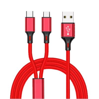 China Mobile Phone 2 in 1 Smart Phone Cable Phone Accessories Charging Data Cable for Android Type-C for sale