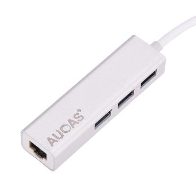 China TYPE-C to 1000mbps Type C USB3.0 RJ45 RJ45 + USB 3.0*3 Aucas to 1000mbps Ethernet Lan Network Card Adapter for sale