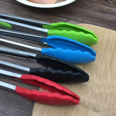 China High Food Grade Hand Outlet Stainless Steel Factory Food Tongs Small BBQ Kitchen Cooking Tools Minimalist Grip Tongs for sale