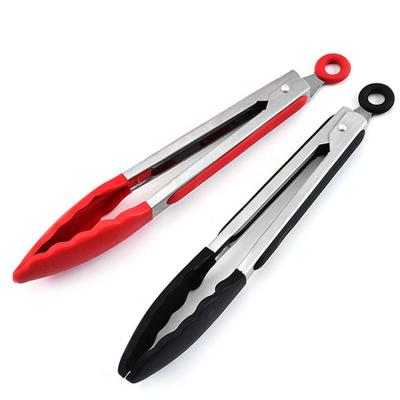 China Minimalist Kitchen Tong Non-Slip Stainless Steel Silicone Environmental Friendly Cooking BBQ Food Tongs for sale