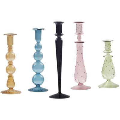 China Home Decoration Wedding Decoration Unique Design Crystal Nordic Candle Holder High Borosilicate Glass Candlestick for sale