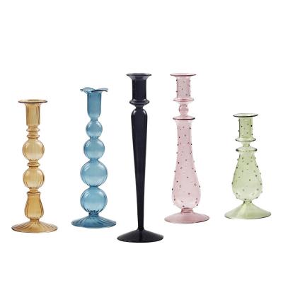 China Home Decoration Wedding Decoration Candleholder Wedding Glass Tubes Lanterns Nordic Glass Candlesticks for sale