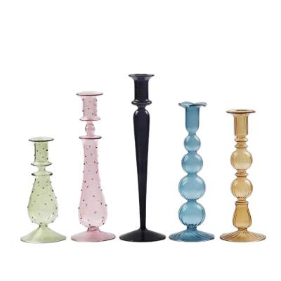 China Home Decoration Wedding Decoration Gift Candlestick Decorative Flower High Boron Silicon Glass Candle Holder for sale