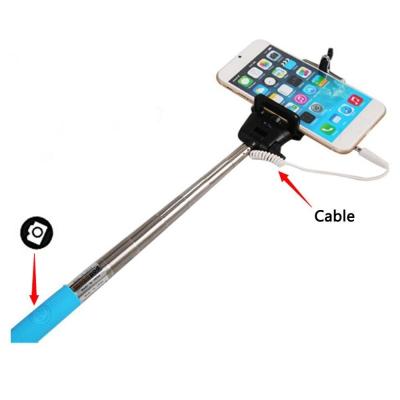 China iOS / Android cell phone Wired Selfie wireless Bluetooth Monopod With 3.5mm Audio Cable Take Pole for sale