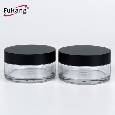 China Personal Skin Care Packaging 50g Round Toppik Plastic PET Cosmetic Jar Packaging Cosmetic Jars For Make Up 1 Cream Container With Lid Wood Customized Lid for sale