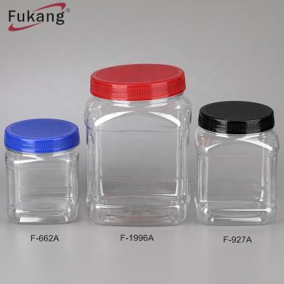 China food & Beverage Packing Plant Direct 2.2 Pound (1 Kg) PET Plastics Jars , Clear Pet Bottle For Candy Packing Food for sale