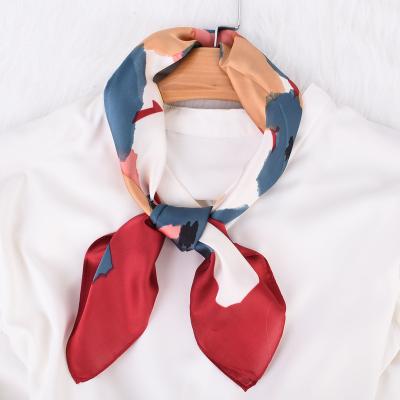 China 2021 New Square Korean Fashion Imiitation Silk Print Small Spotted Women's Square Scarf for sale