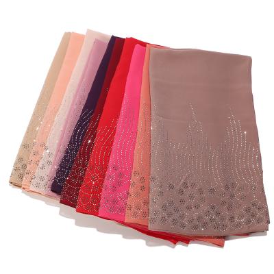 China Comfortable Popular Shawl Diamond Scarf Snow and Plain Wave Bubble Chiffon Hijab Scarf Muslim Hijabs for sale