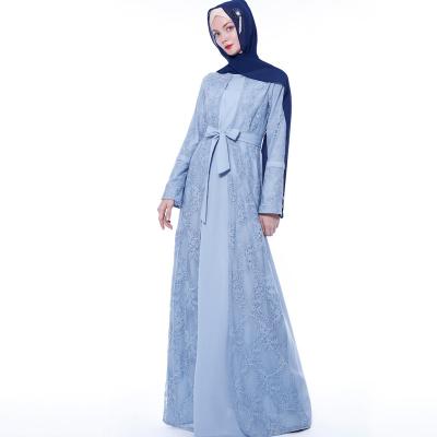 China Fashion Style Breathable Lace Ethnic Two Piece Dress Flare Sleeve Muslim Dresses For Islamic Ladies Girl for sale