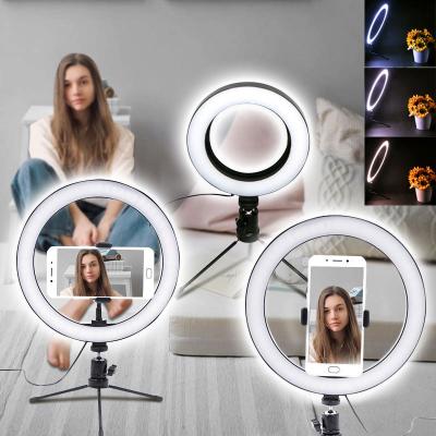 China Photo Studio Light Dimmable LED Selfie Ring Light Youtube Video Live Photography with Phone Holder USB Plug Tripod ringlight 06 for sale