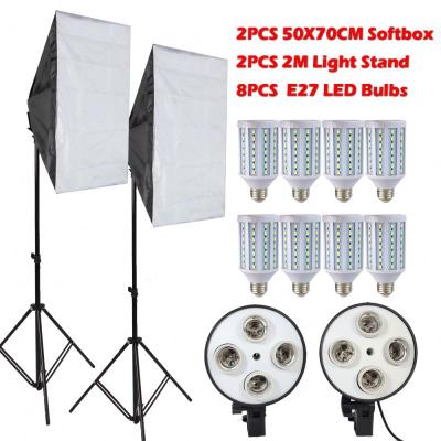 China 8PCS Lamps E27 LED Bulbs Photography Lighting Kit Photo Equipment + 2PCS Softbox Lightbox+Light Stand for Photo Studio Diffuser ITB-DW for sale