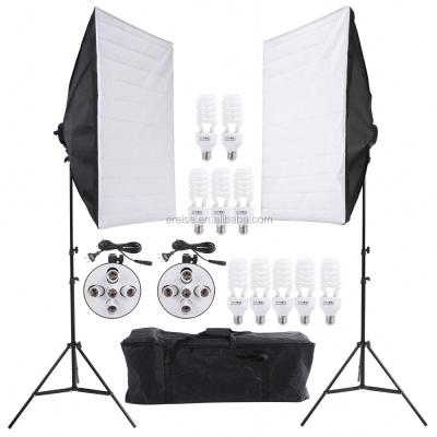 China Customization Accepted Photo Studio Lighting Kit With Two Photography Light Stand 50 * 70cm Softbox Ten Bulbs Two Light Stand for sale