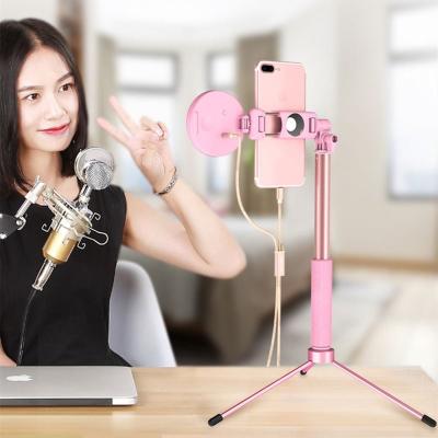 China Dimmable LED Selfie Ring Light Youtube Video Live 3200k Photo Studio Light with Phone Holder USB Plug with Selfie StickTripod 02 for sale