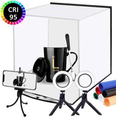 China Adjustable Foldable Photo Studio Box Kit, Portable Photography Light Box with Dual LED Ring Light, Photo Studio Shooting Tent with White Li for sale