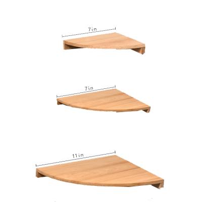 China Eco - Friendly Triangle 3 Beech Wood Mount Solid Wall Corner Floating Bathroom Shelf for sale