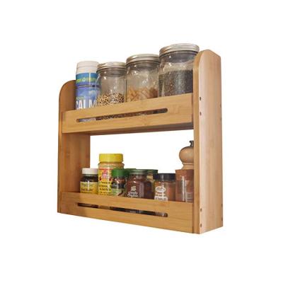 China Sustainable Bamboo Shelf Two Tier Kitchen Wooden Spice Rack Organizer for sale