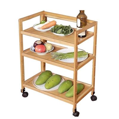 China Morden Kitchen Furntiure On Wheel Picture Natural Bamboo Mobile Storage Kitchen Cart for sale