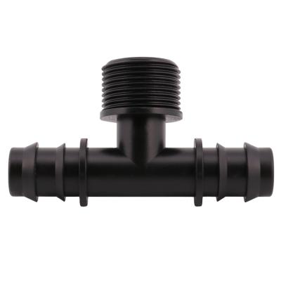 China Quick Connector 1/2 3/4 Inch Male Thread Tee To Barbed Hose Connector Garden Hose Drip Irrigation Piping Fittings for sale