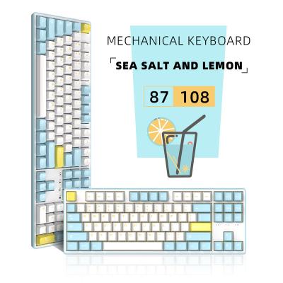 China mechanical keyboard 80% TKL, all key hot swap, RGB-music Victory-lock KT87V3 sea salt lemon rhythm, software driven, custom made for sale