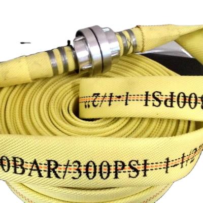 China Yellow Rubber Firefighting Rescue 20bar 300psi Fire Hose PVC PU Fire Fighting Hose for sale