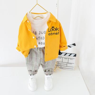 China Hot new style casual children's wear boys' casual solid shirt with pants casual children's suit for sale