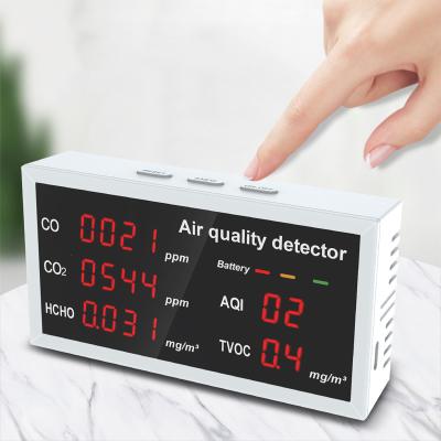 China Smart Indoor Co CO2 Detector Monitor HCHO Air Quality Monitor With 1000mhA 1000mAh Battery for sale