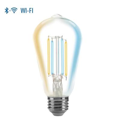 China Home Light ST64 E26 E27 4W Smart LED Indoor Dimmable Wifi Control LED Filament Cordless Bulb by Alexa and Google for Home Office for sale