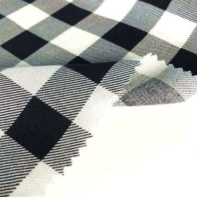 China Textile Black And White Organic Check Woven Viscose Fabric 100% Printed Viscose Fabric For Dresses for sale