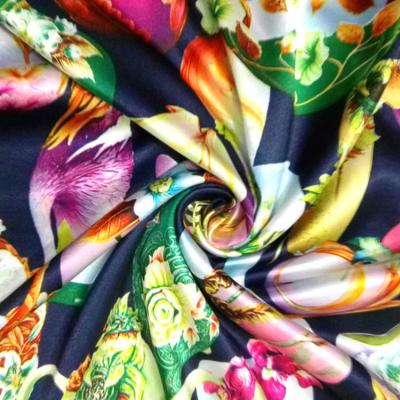 China Anti-static Soft Silk Satin Fabric Polyester Custom Design Fashion Printed Satin Fabric For Dress for sale