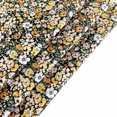 China Summer fashion 100% organic print cotton fabric digital floral washed cotton fabric for woman dress for sale