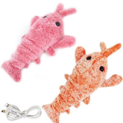 China Stuffed Plush Cat Dog Toy USB Simulation Electric Jumping Lobster Pet Toy Viable for sale