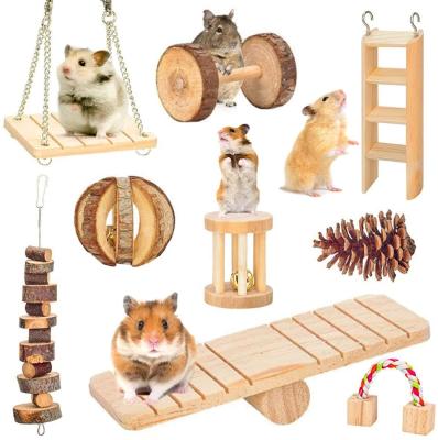 China Sustainable Wholesale 10 Pcs Natural Wooden Roller Teeth Care Toy Hamster Chew Toys Molar Sets for sale