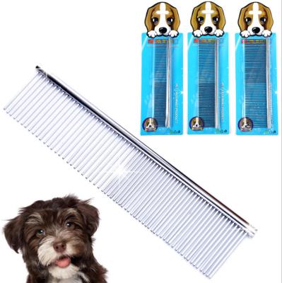 China Professional Metal Pet Grooming Comb Viable Pet Grooming Tool Rounded Ends Stainless Steel Dog Combs for sale