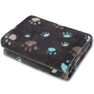 China Paw Print Design Pet Flannel Viable Towel Machine Washable Cute Pet Sleep Blanket for sale