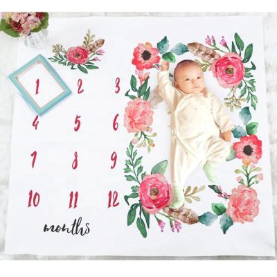 China Wearable Wholesale Stock Custom Design Monthly Baby Milestone Blanket for sale