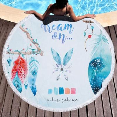 China Large QUICK DRY wholesale microfiber sand less round beach towel, towels beach with logo for sale