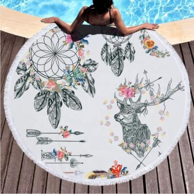 China Large QUICK DRY wholesale microfiber sand less round beach towel cotton for sale