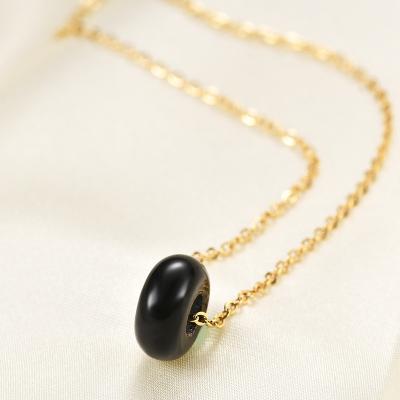 China CLASSIC INS 18K Matte Natural Stone Round Pendant Necklace Stainless Steel Gold Plated Gift Jewelry For Women for sale