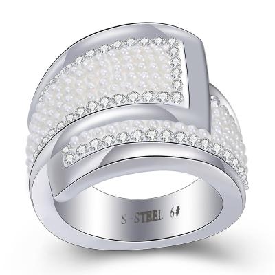 China Punk Stainless Steel Crystal Bead Ring For Wedding stock punk wholesale jewelry for sale