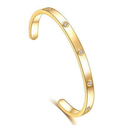 China CLASSIC CLASSIC Love Friendship Bracelet Bangle Gold Silver With Hinged Zircon Stainless Steel Jewelry Birthday Gift For Women Girls for sale