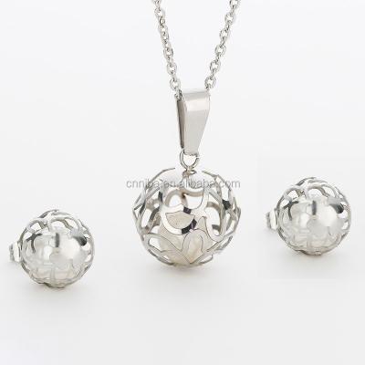 China Cheap Stainless Steel 316L Stainless Steel Simulated-pearl Costume Jewelry Sets for sale