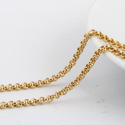 China 18K Gold Plated Stainless Steel Rolo Chain Mens Womens Necklace Vintage Fashoin Jewelry Chains, 18-36 Inches for sale